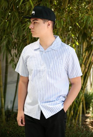 Stussy Open Collar Shirt - Blue Stripe | Garmentory