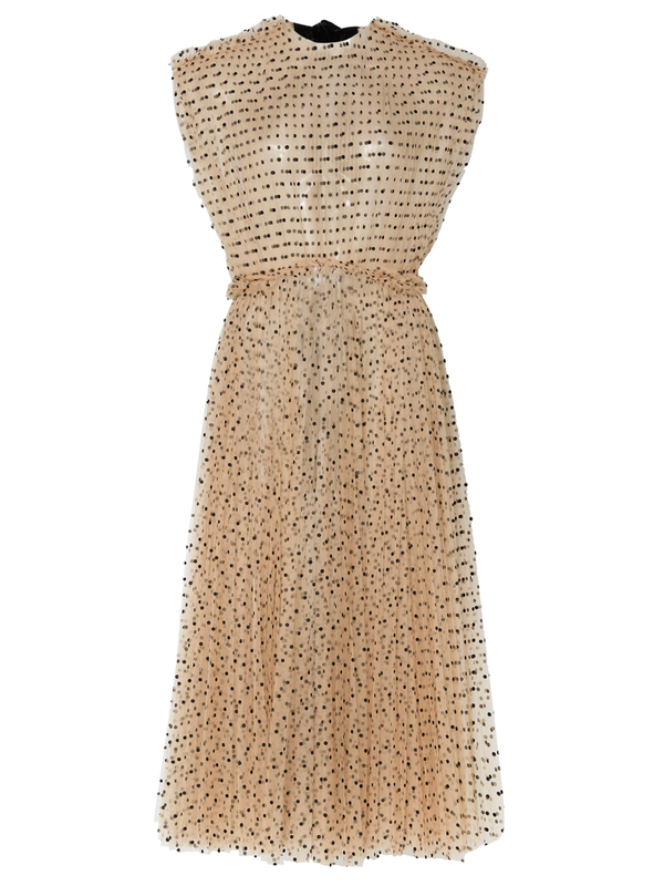Khaite Alix Halter Dress - Nude Flocked | Garmentory Khaite Alix Halter Dress - Nude Flocked | Garmentory
