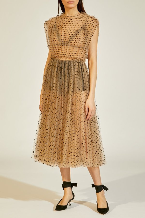 Khaite Alix Halter Dress - Nude Flocked | Garmentory