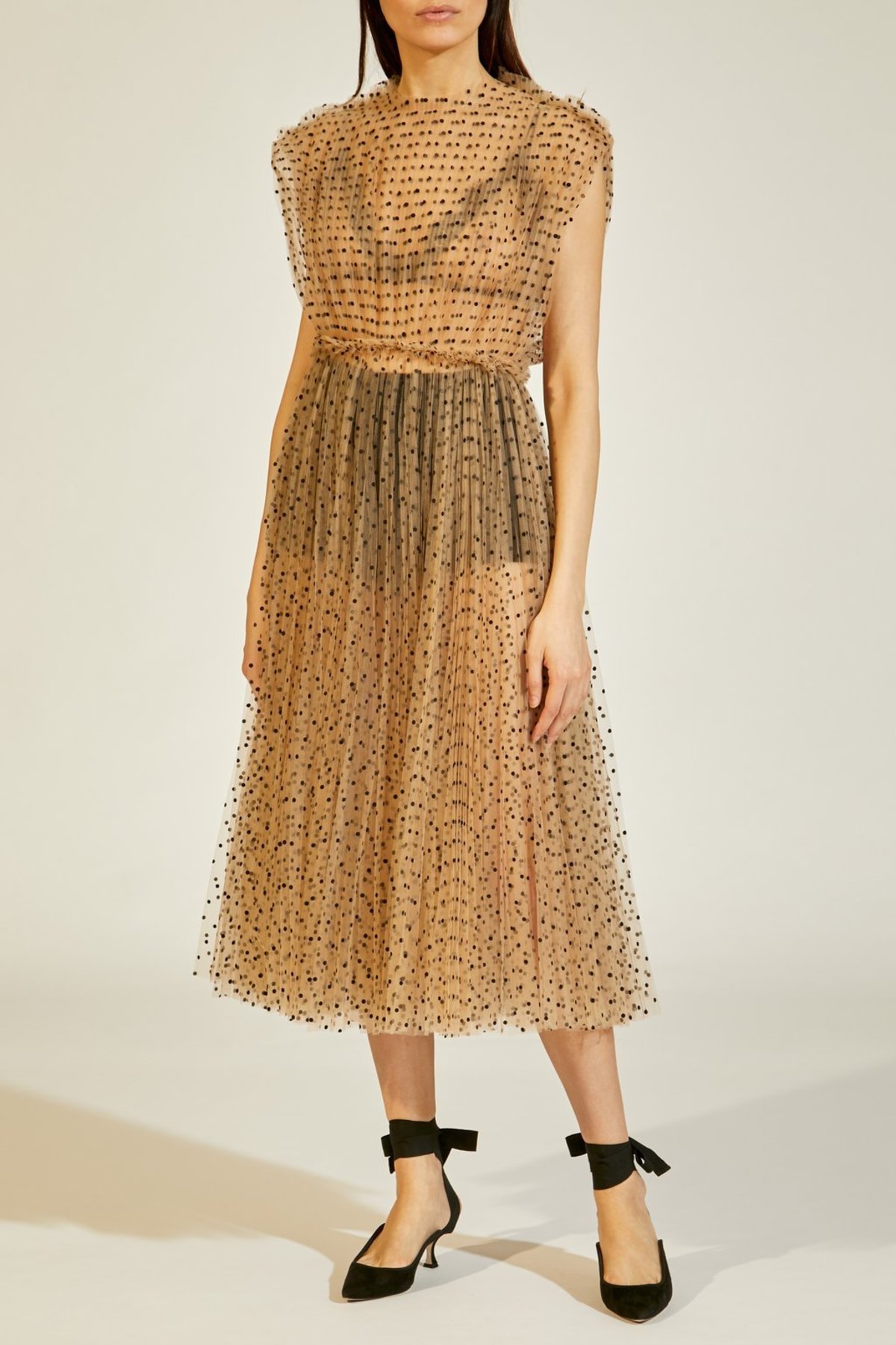 Khaite Alix Halter Dress - Nude Flocked