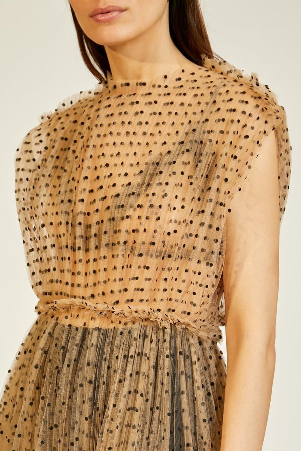 Khaite Alix Halter Dress - Nude Flocked