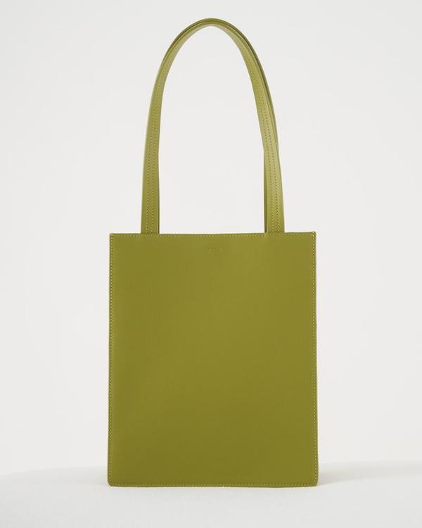 BAGGU Medium Leather Retail Tote Spanish Moss Garmentory