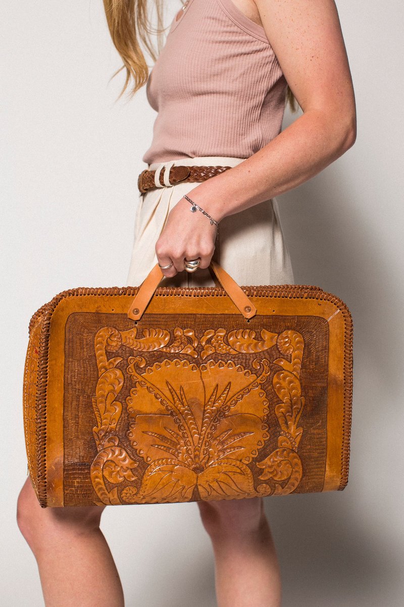Preservation vintage Maryella's Tooled Leather Brief Case Computer