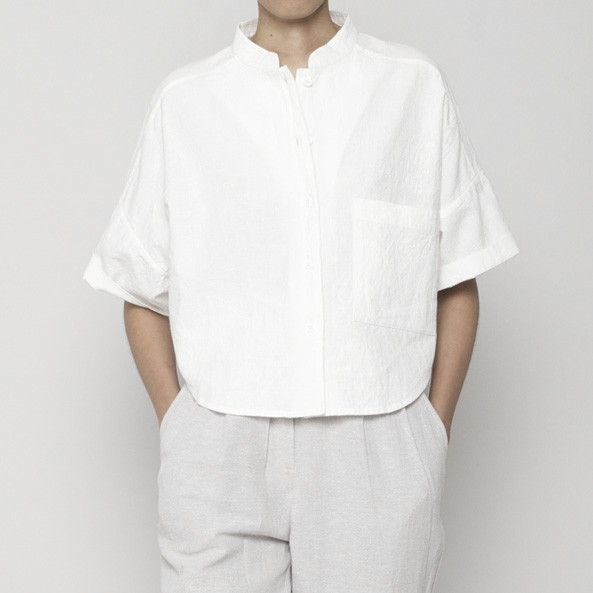 7115 by Szeki Pocket Cropped Shirt- White SS16 7115 by Szeki Pocket Cropped Shirt- White SS16