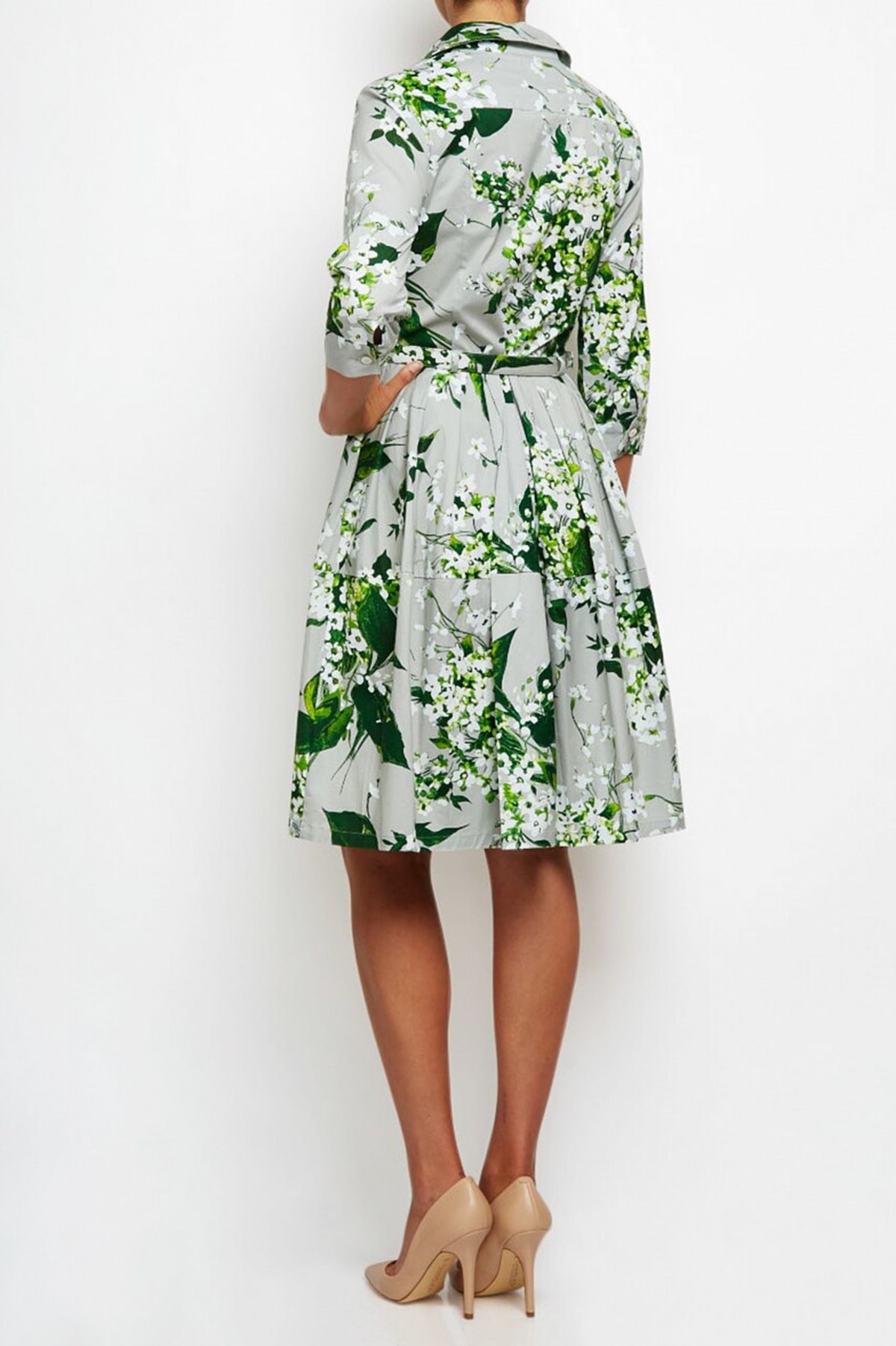 Samantha Sung lily print shirtwaist cotton dress - light