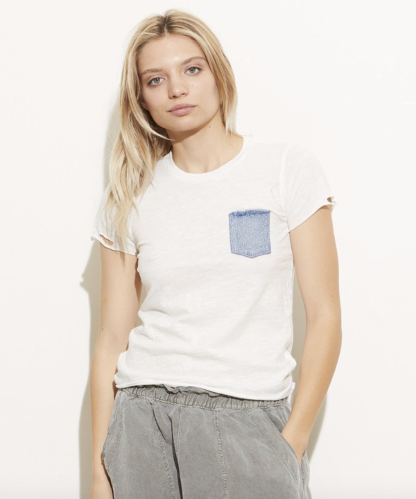 NSF June tee - White/Denim pocket NSF June tee - White/Denim pocket