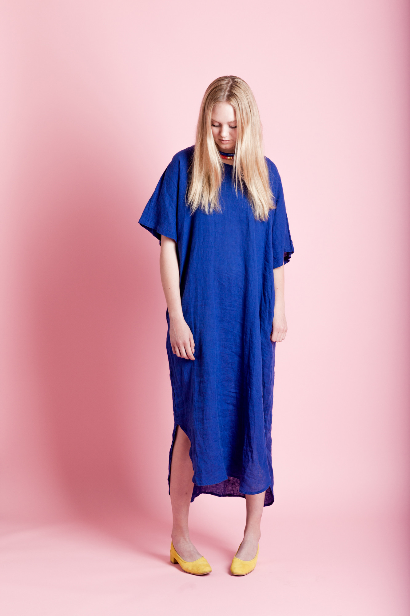 BLACK CRANE LONG LINEN DRESS | Garmentory