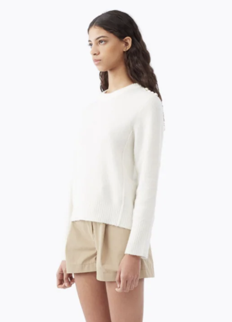 Phillip Lim LOFTY PULLOVER W PEARL SHOULDER MEDIUM HEATHER