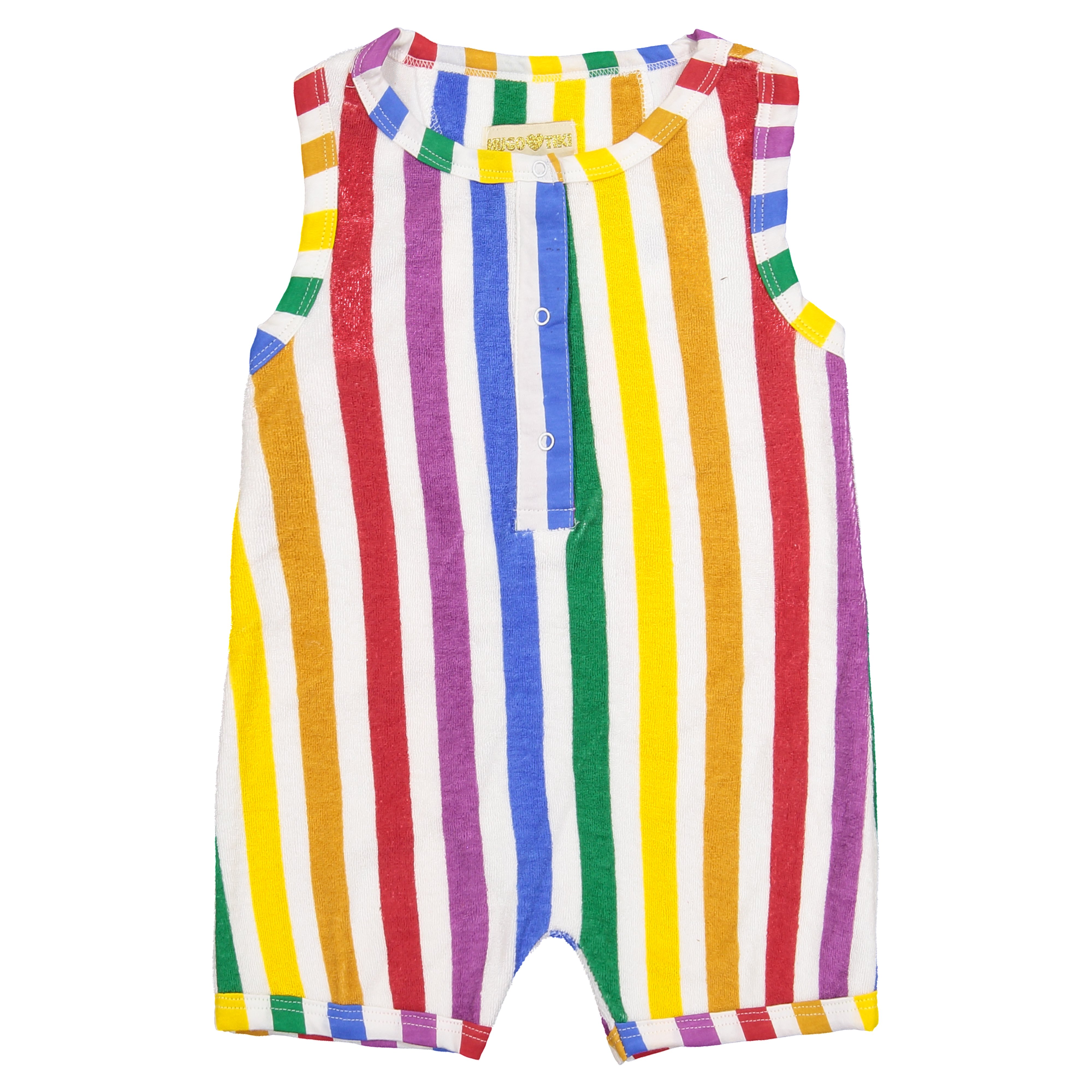 Hugo Loves Tiki Stripe Terry Short Romper Rainbow Garmentory