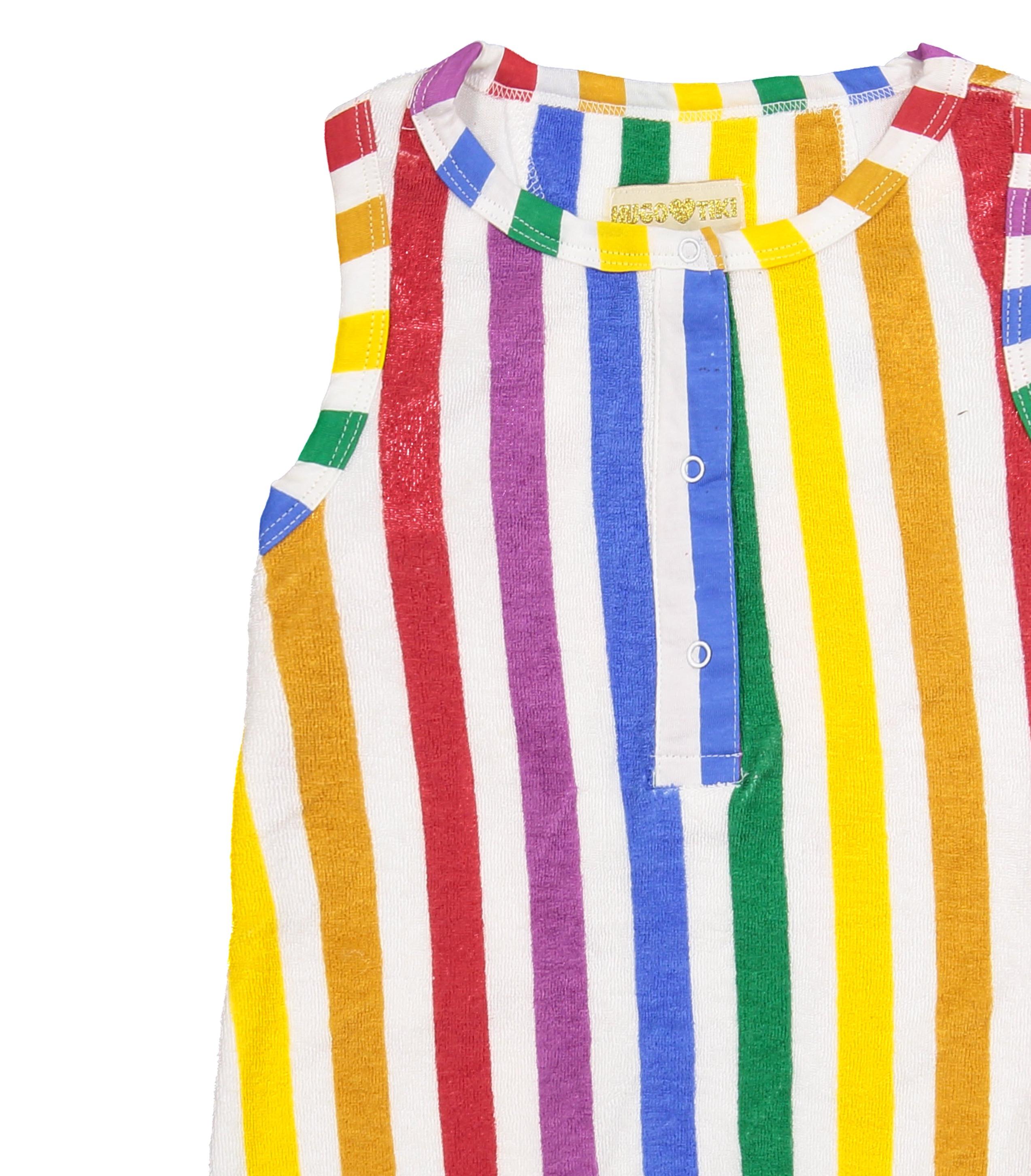 Hugo Loves Tiki Stripe Terry Short Romper Rainbow Garmentory