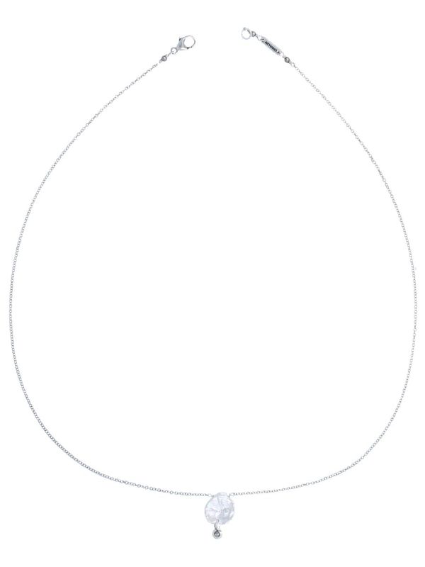 Chan Luu pearl pendant with micro diamond necklace - silver