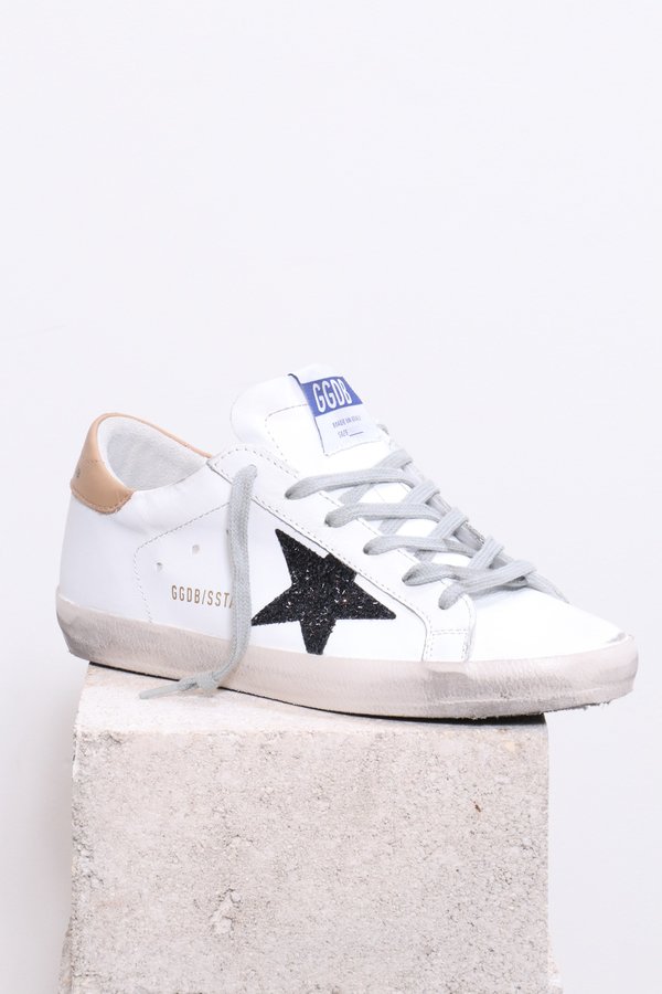 golden goose white and black glitter