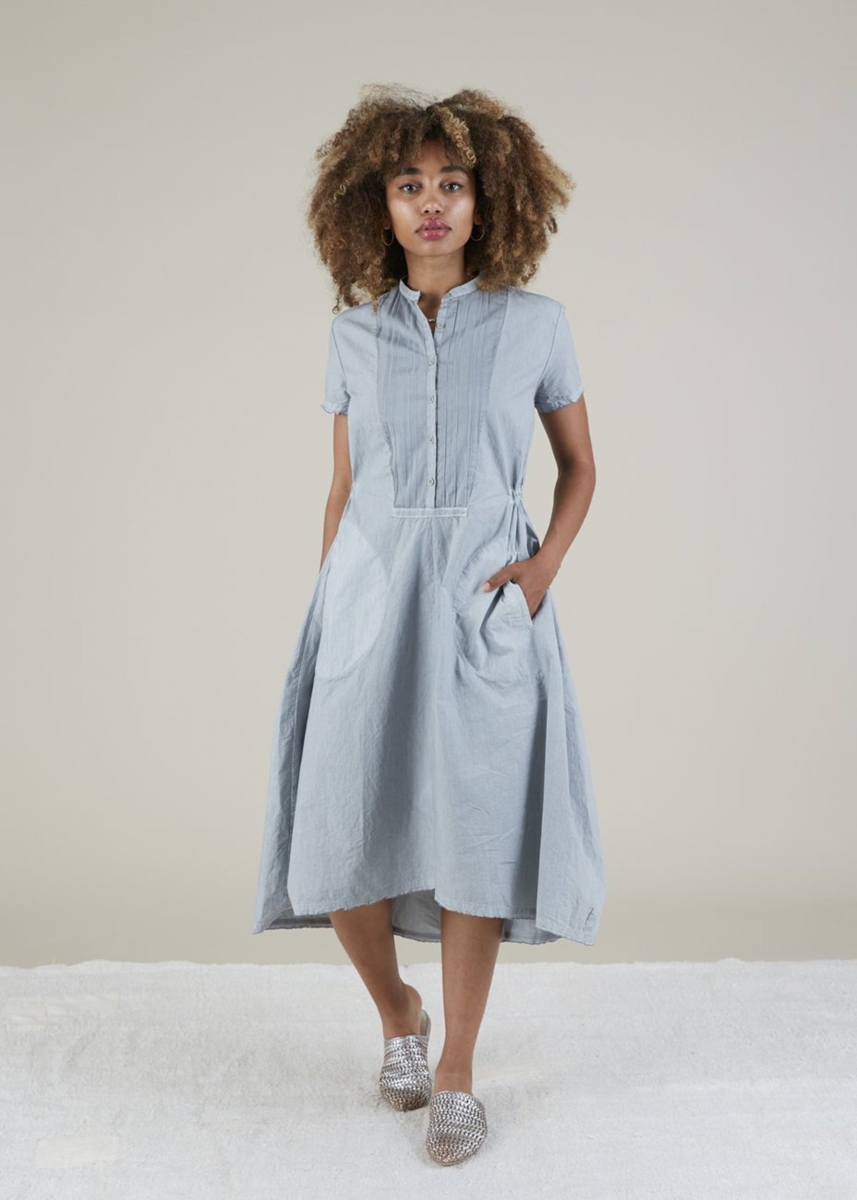 H+ Hannoh Wessel Rose Half-Placket Dress - Aluminum | Garmentory