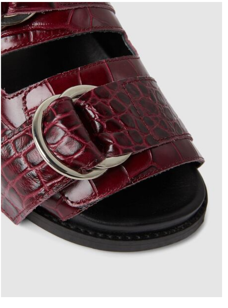 サンダル・ミュール Ganni Feminine Sandals - Ganni - Synthetic - Burgundy Tawny Port Burgundy Feminine Buckle Two-Strap Sandals | GANNI CA