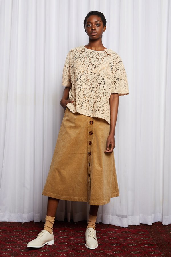 SALASAI COLD TOWN SKIRT - BEIGE CORDUROY