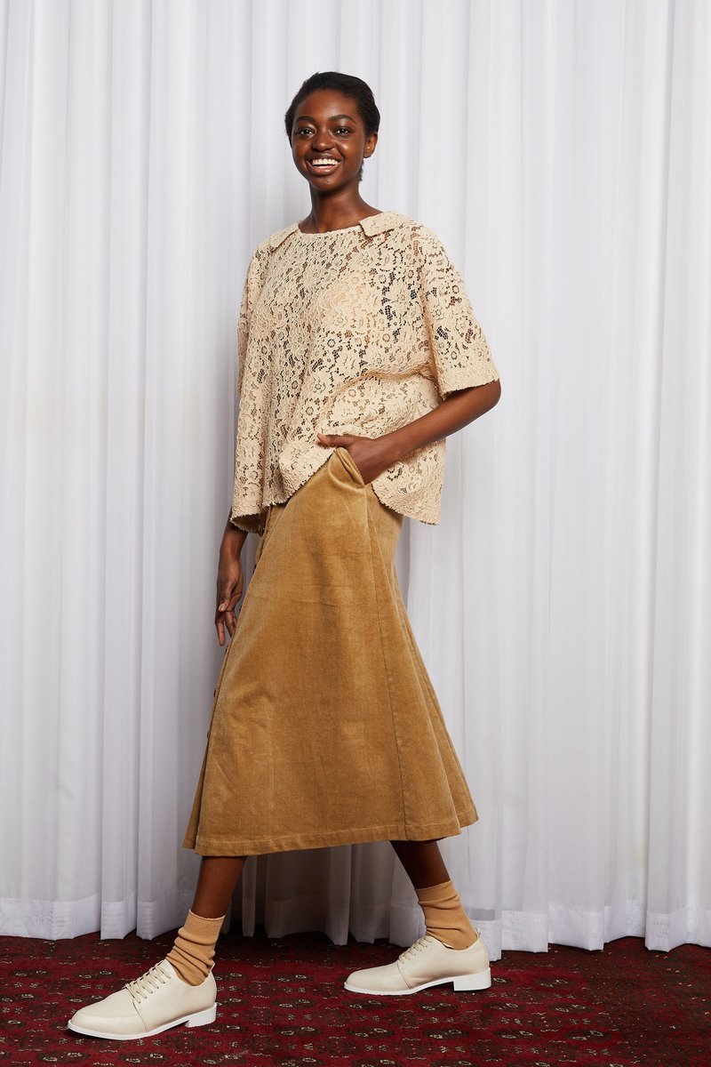 SALASAI COLD TOWN SKIRT - BEIGE CORDUROY