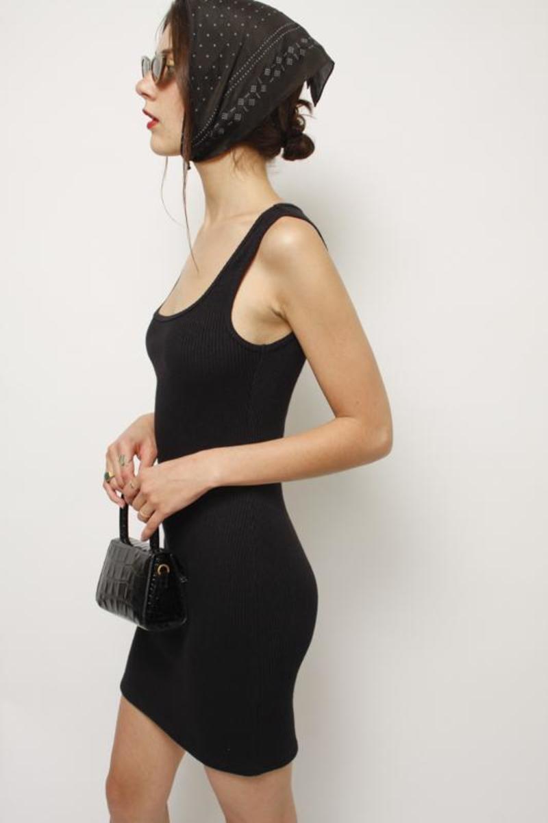 Lush RACHEL RIBBED MINI DRESS - black