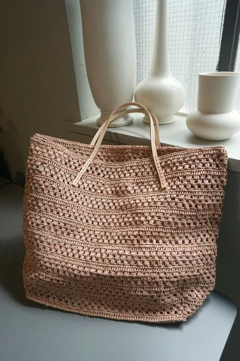 SANS ARCIDET LARGE BEBE BAG - POWDER ROSE RAFFIA | Garmentory