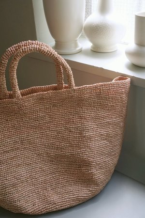 SANS ARCIDET LARGE KAPITY BAG - POWDER ROSE RAFFIA | Garmentory
