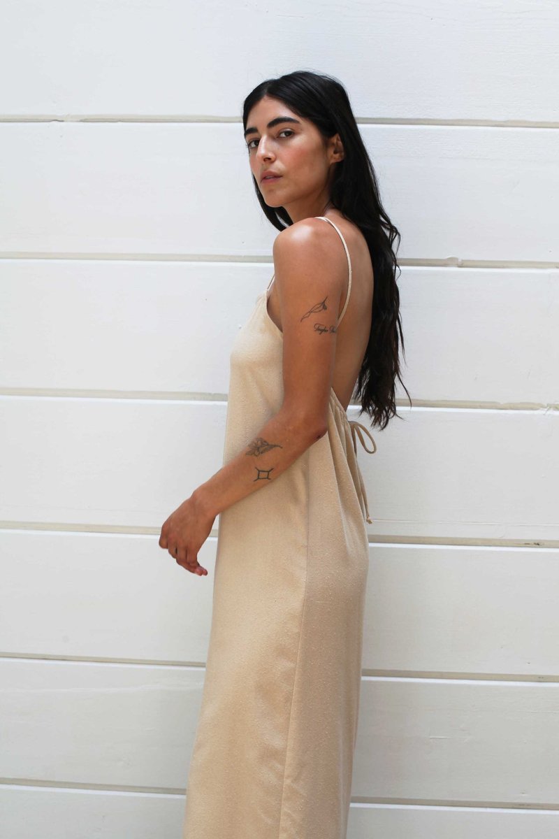 OR Drawstring Slip Dress - Sand | Garmentory 