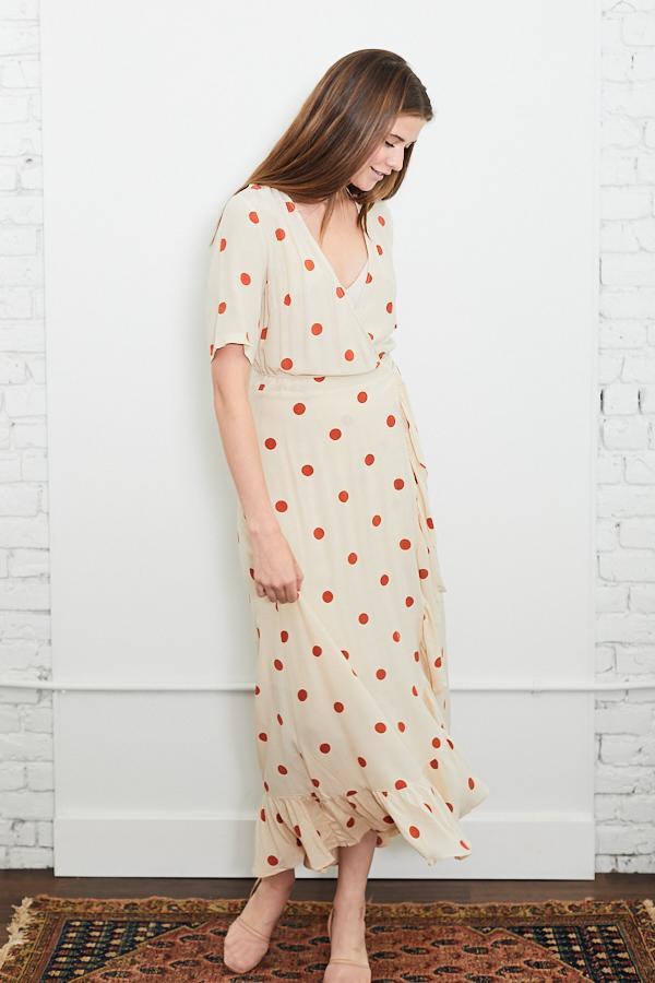knee length dresses for ladies Adelia Ruffle Midi Dress-BOUGAINVILLEA RED / 4 main image 1