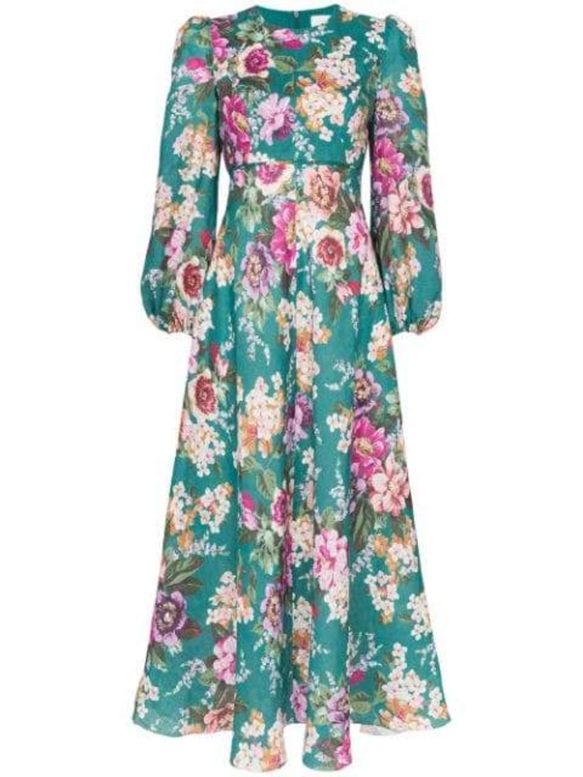 Zimmermann Allia High Neck Dress - Emerald Floral | Garmentory