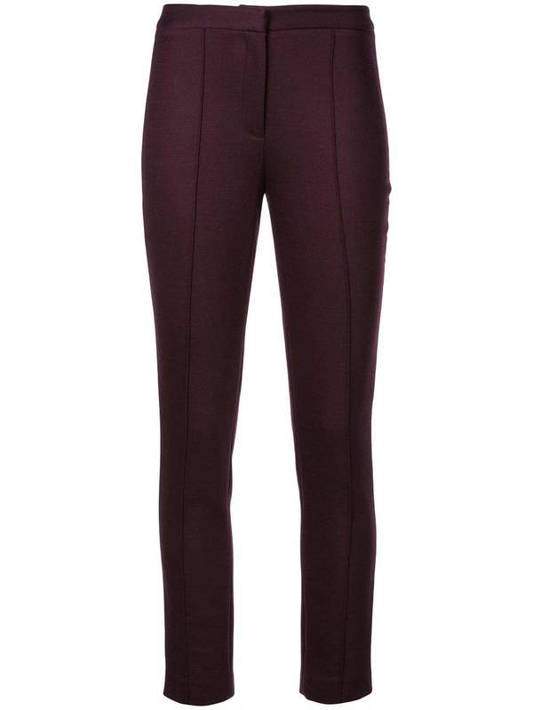 burgundy cigarette trousers Adam Lippes Double Face Wool Cigarette Pant W Pintucks - Burgundy