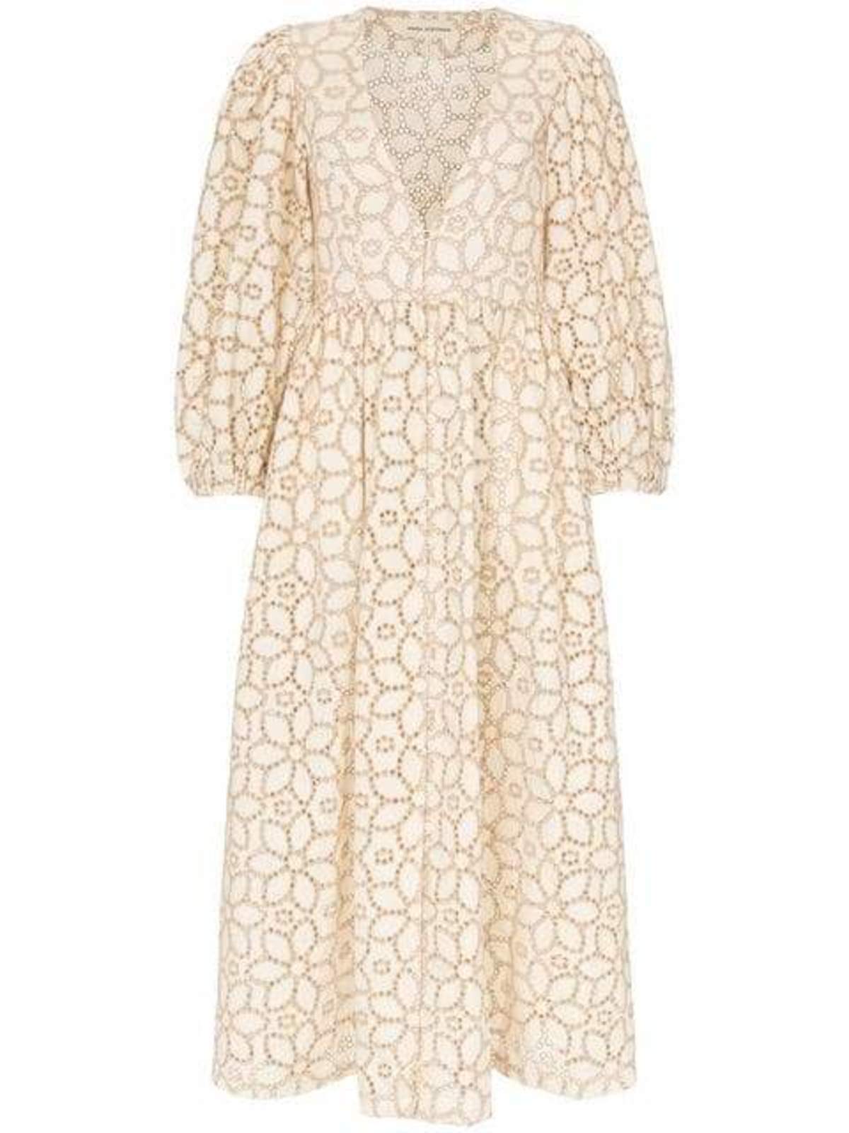 Mara Hoffman Bette Lace Dress w/ Puff Sleeve - Natural Sand