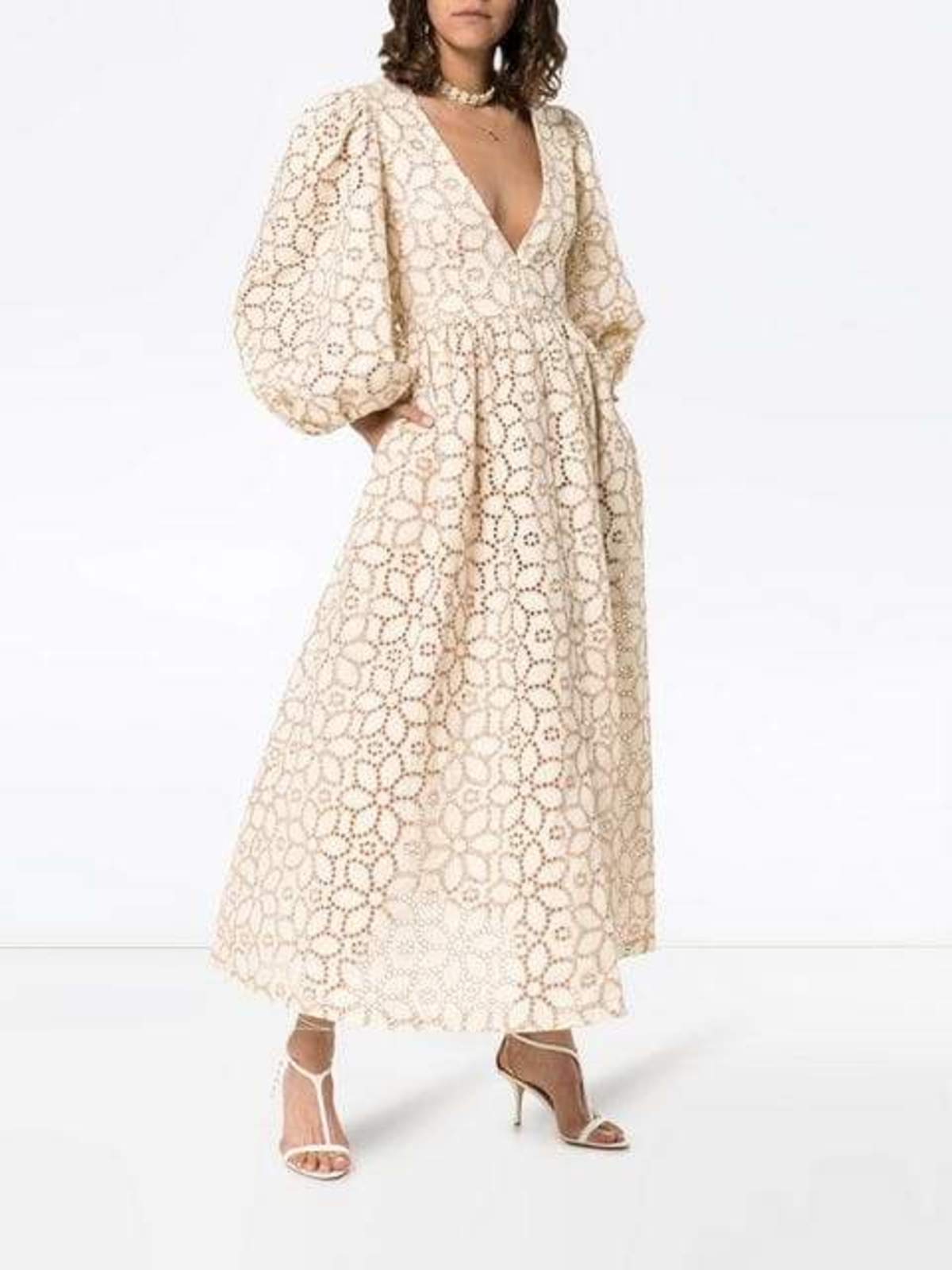 Mara Hoffman Bette Lace Dress w/ Puff Sleeve - Natural Sand | Garmentory Mara Hoffman Bette Lace Dress w/ Puff Sleeve - Natural Sand | Garmentory
