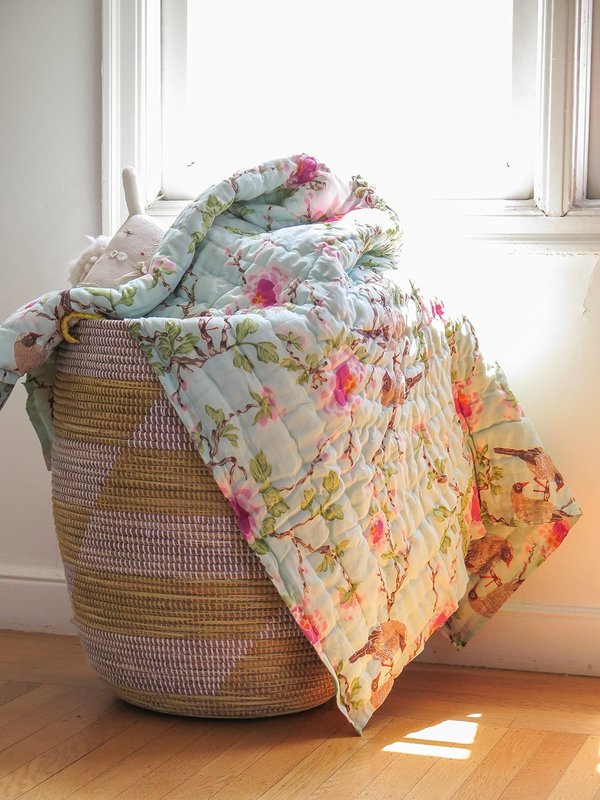 Erica Tanov lovebird baby quilt - aqua Erica Tanov lovebird baby quilt - aqua