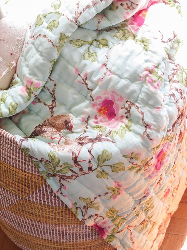 Erica Tanov lovebird baby quilt - aqua Erica Tanov lovebird baby quilt - aqua