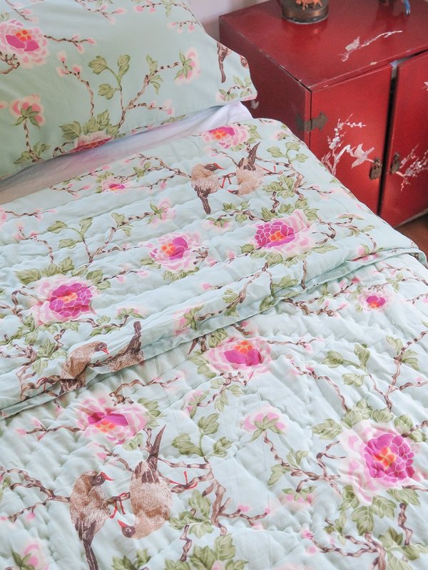 Erica Tanov lovebird quilt - aqua Erica Tanov lovebird quilt - aqua