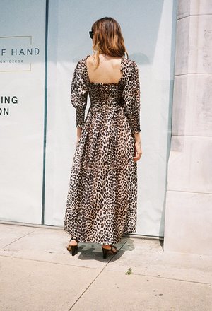 Ganni Silk Wrap Dress Leopard Ganni F4644 Wrap Dress Silk Linen, 994 Maxi  Leopard