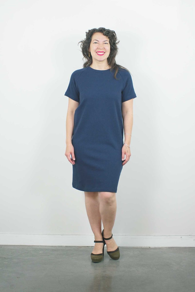 Atelier b. Straight Cut Dress w/Sleeve - Navy | Garmentory