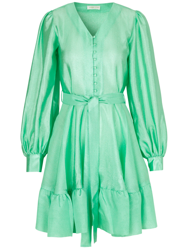 chinese dress ladies Long Sleeve Button Front Midi Dress