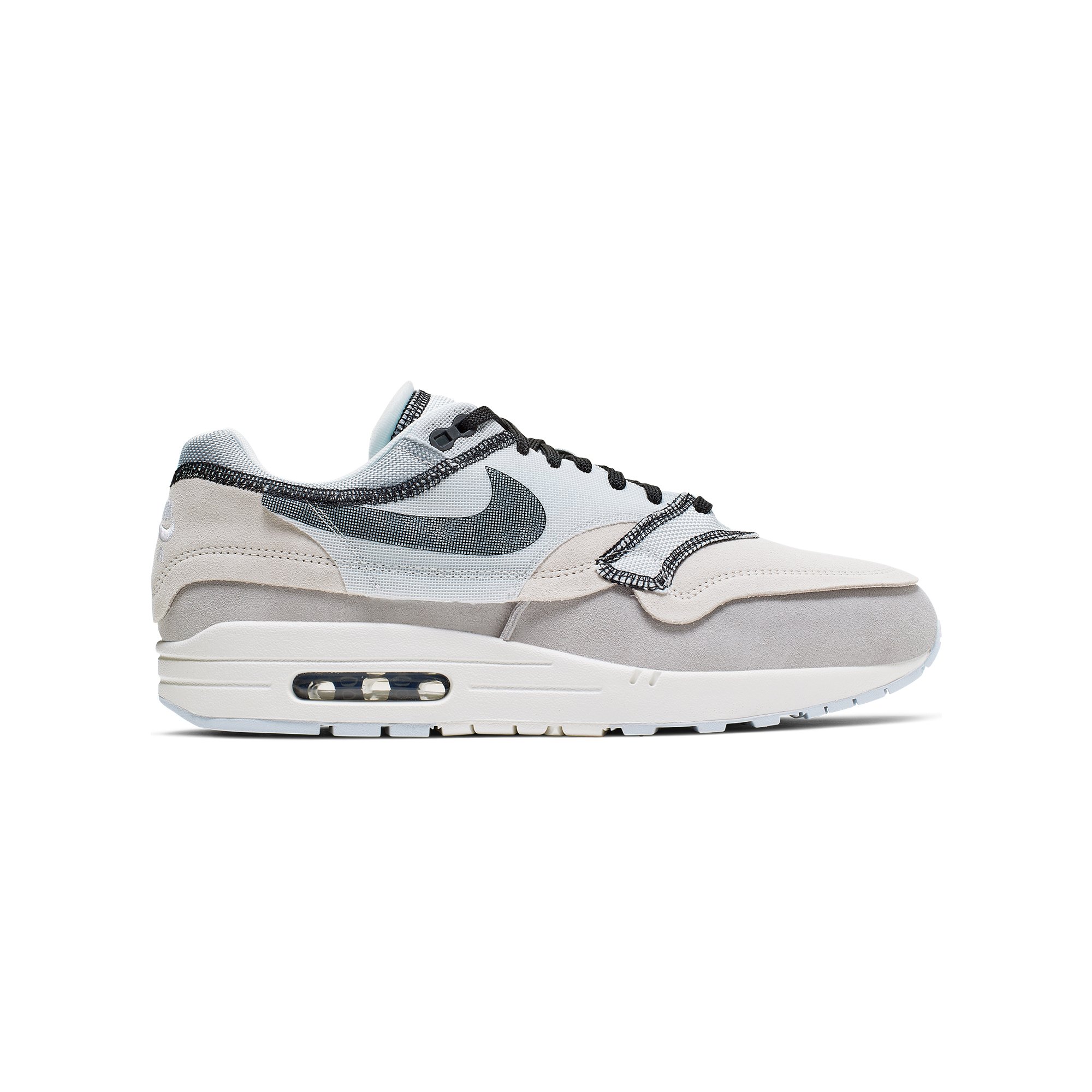 Nike AIR MAX 1 PREMIUM SE WOLF GREY Nike Air Max 1 Wolf Grey White Black Sneakers Best Deal [Pf