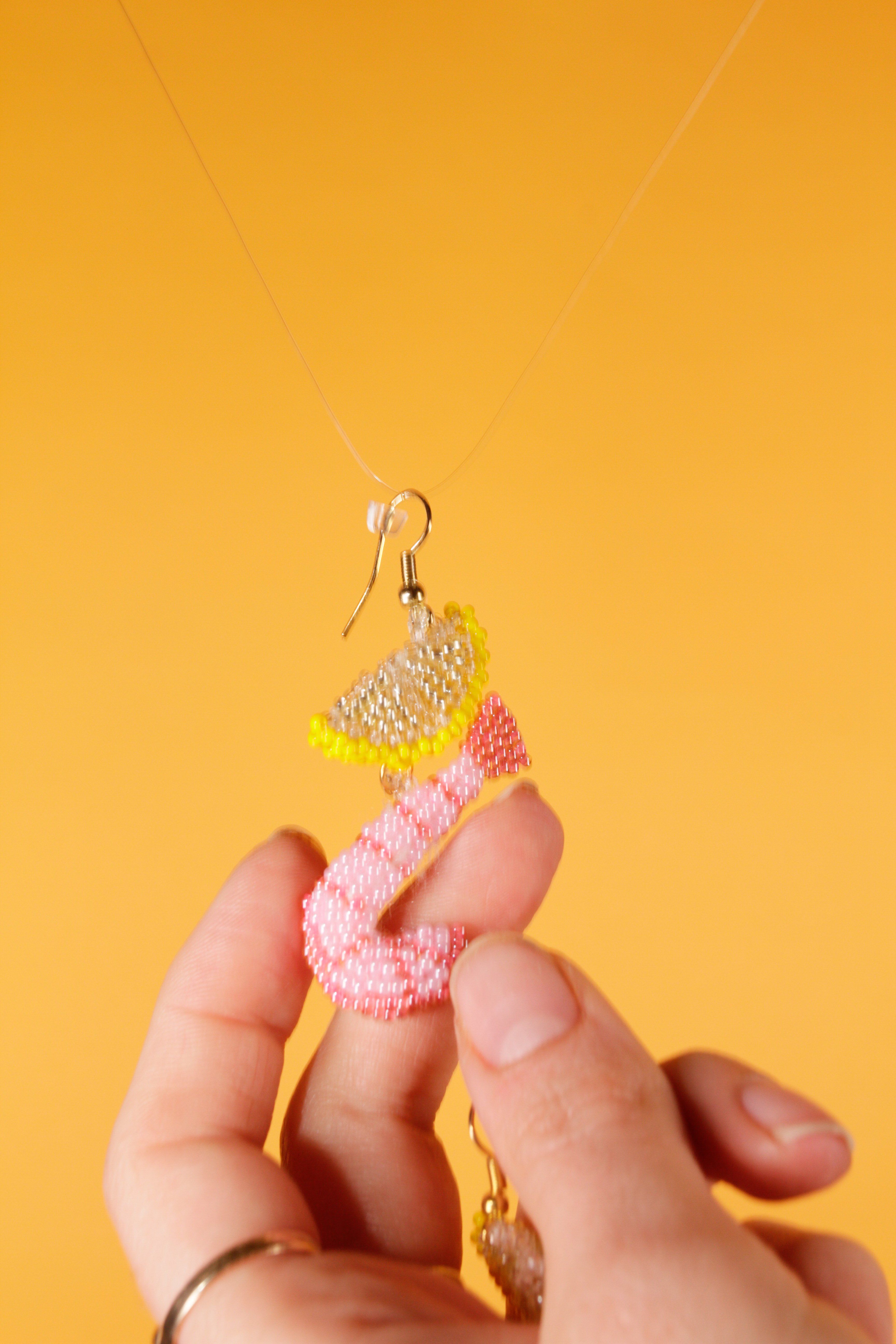 Susan Alexandra Shrimp Cocktail Earrings pink/yellow Garmentory