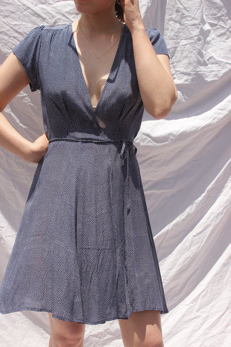 Rollas Jeans dancer wrap dress navy mini spot Garmentory