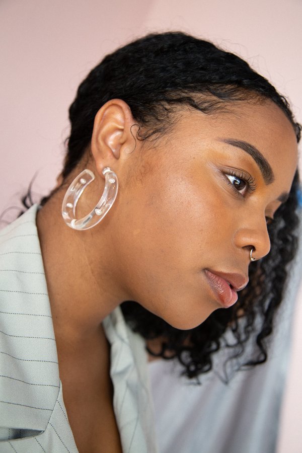Tuza Lagrima Resin & Pearl Hoops Tuza Lagrima Resin & Pearl Hoops