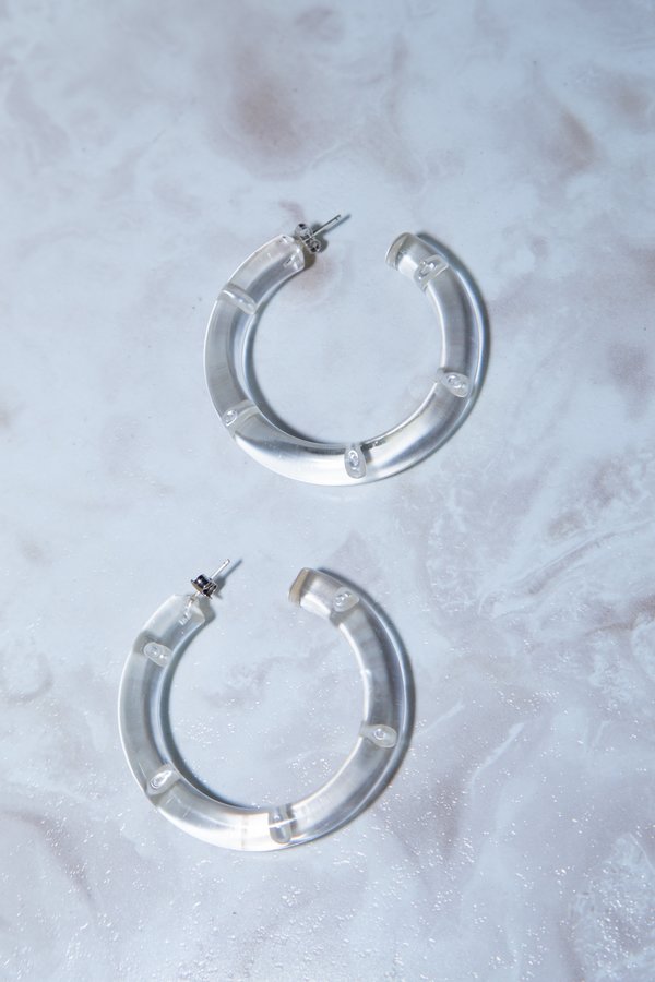 Tuza Lagrima Resin & Pearl Hoops Tuza Lagrima Resin & Pearl Hoops