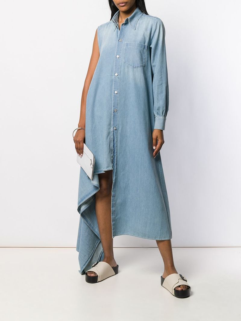 MM6 Maison Margiela Denim Shirt Dress - Blue | Garmentory
