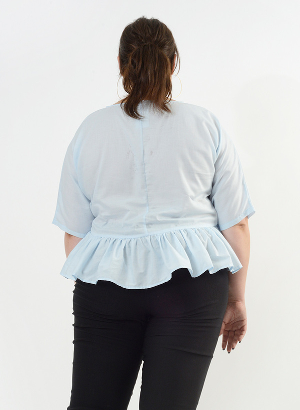 ruffle bottom blouse