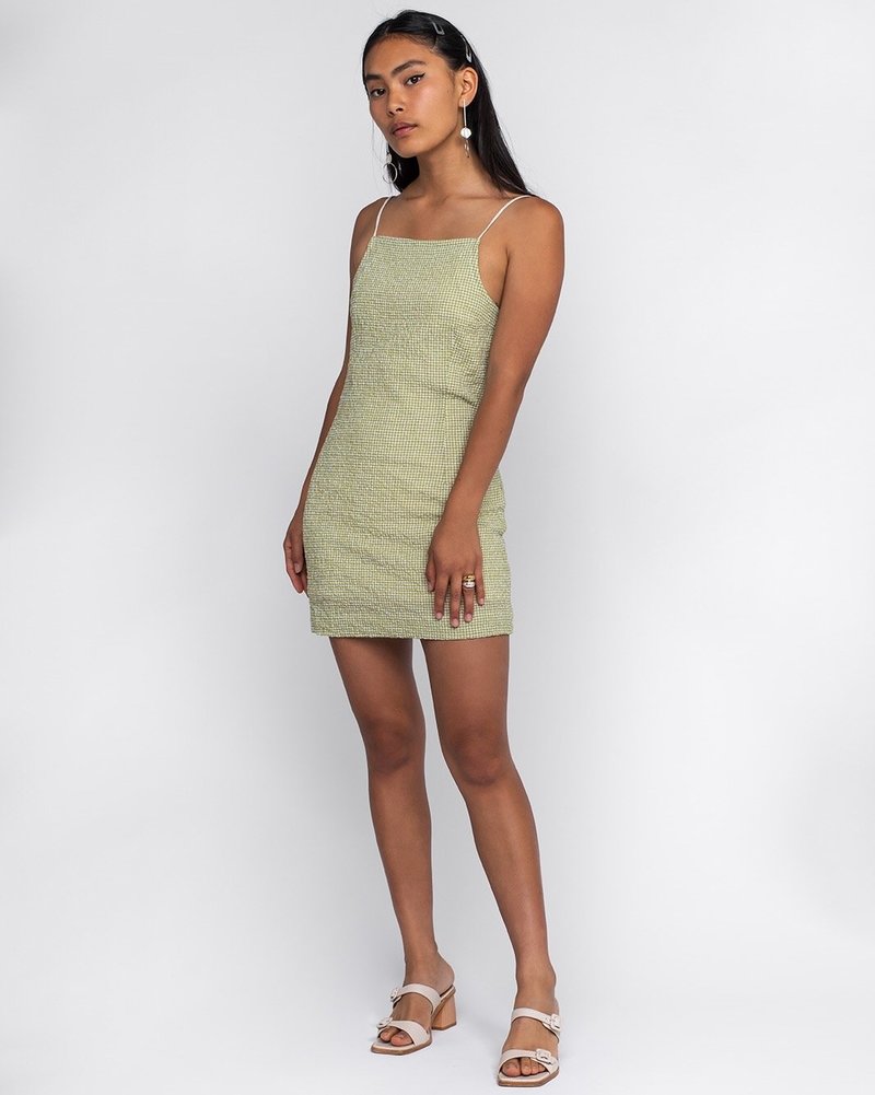 paloma wool dress green NICO DRESS-Khaki short-sleeved, asymmetric buttoned dress – paloma wool main image 0