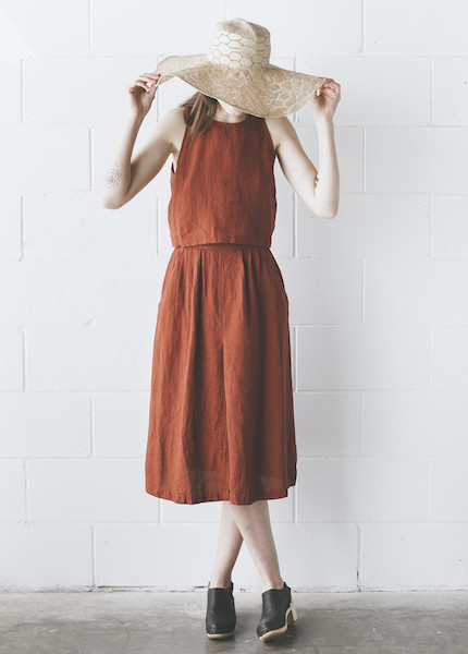 First Rite - Pleated Skirt in Rust First Rite - Pleated Skirt in Rust