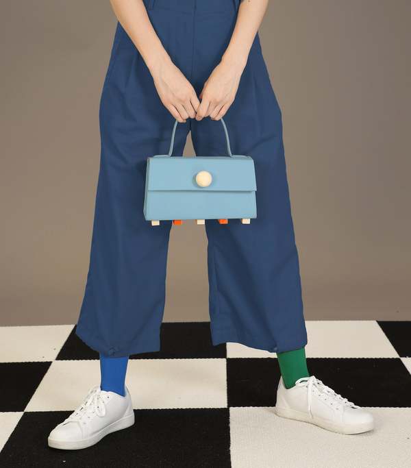 Matter Matters Mini Trapezoid Satchel Bag With Strap - Light Blue Matter Matters Mini Trapezoid Satchel Bag With Strap - Light Blue