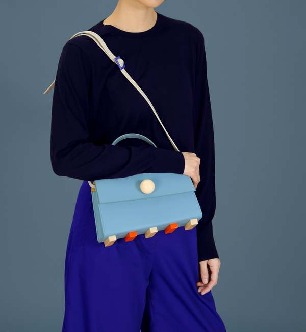 Matter Matters Mini Trapezoid Satchel Bag With Strap - Light Blue Matter Matters Mini Trapezoid Satchel Bag With Strap - Light Blue
