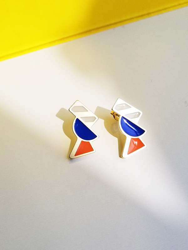 Matter Matters Tilt Earrings - Orange/Blue Matter Matters Tilt Earrings - Orange/Blue