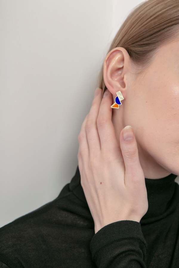 Matter Matters Tilt Earrings - Orange/Blue Matter Matters Tilt Earrings - Orange/Blue