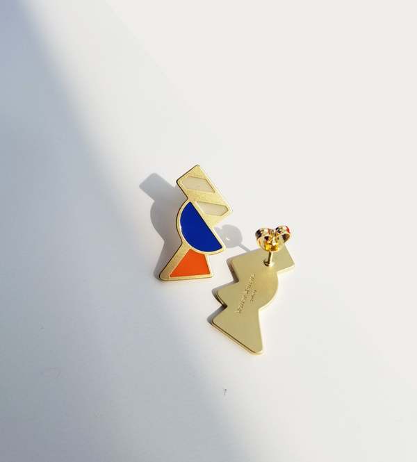 Matter Matters Tilt Earrings - Orange/Blue Matter Matters Tilt Earrings - Orange/Blue
