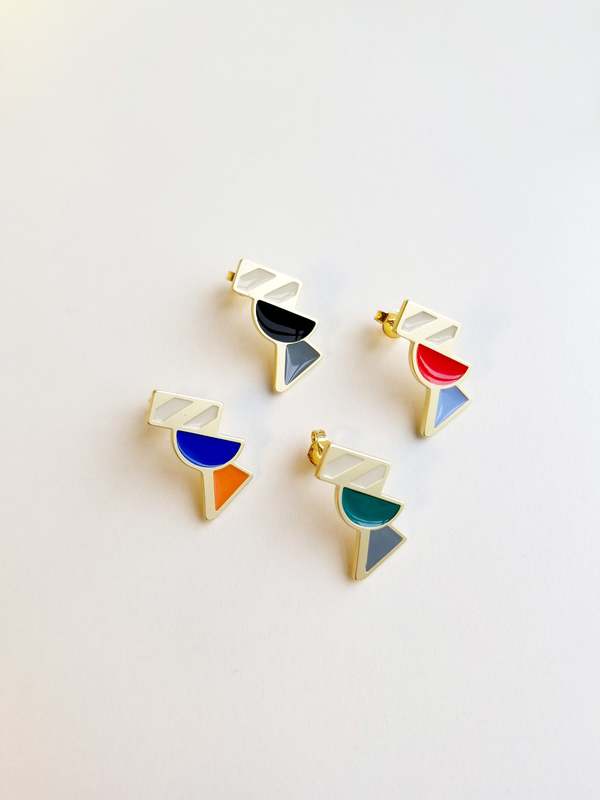 Matter Matters Tilt Earrings - Orange/Blue Matter Matters Tilt Earrings - Orange/Blue